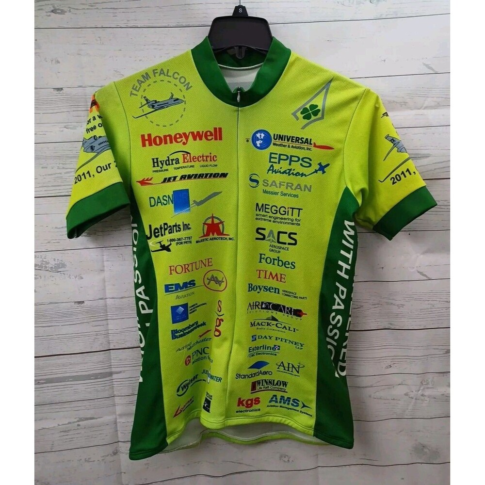 Team Falcon Aircraft Aviation Forbes Time Cycling Jersey Pockets  Navyblue Sz M